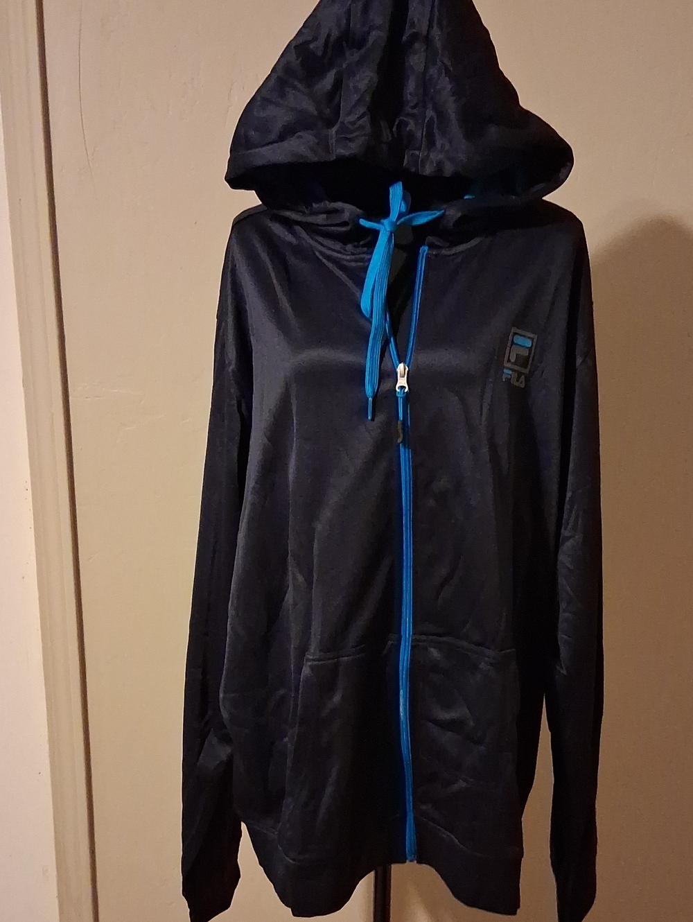Fila Men's Dark Navy Hoodie Jacket with Bright Blue Trim